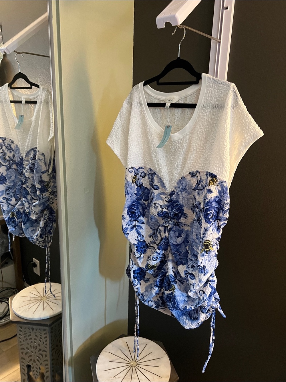 NWT. Anthropologie, Maeve, 3X, White & Blue Floral w/ Corset inlay - Picture 7 of 10